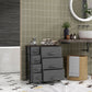 Dresser with 7 Drawers, Chest of Drawers with Metal Frame, Fabric Dresser for Living Room, Dark Grey