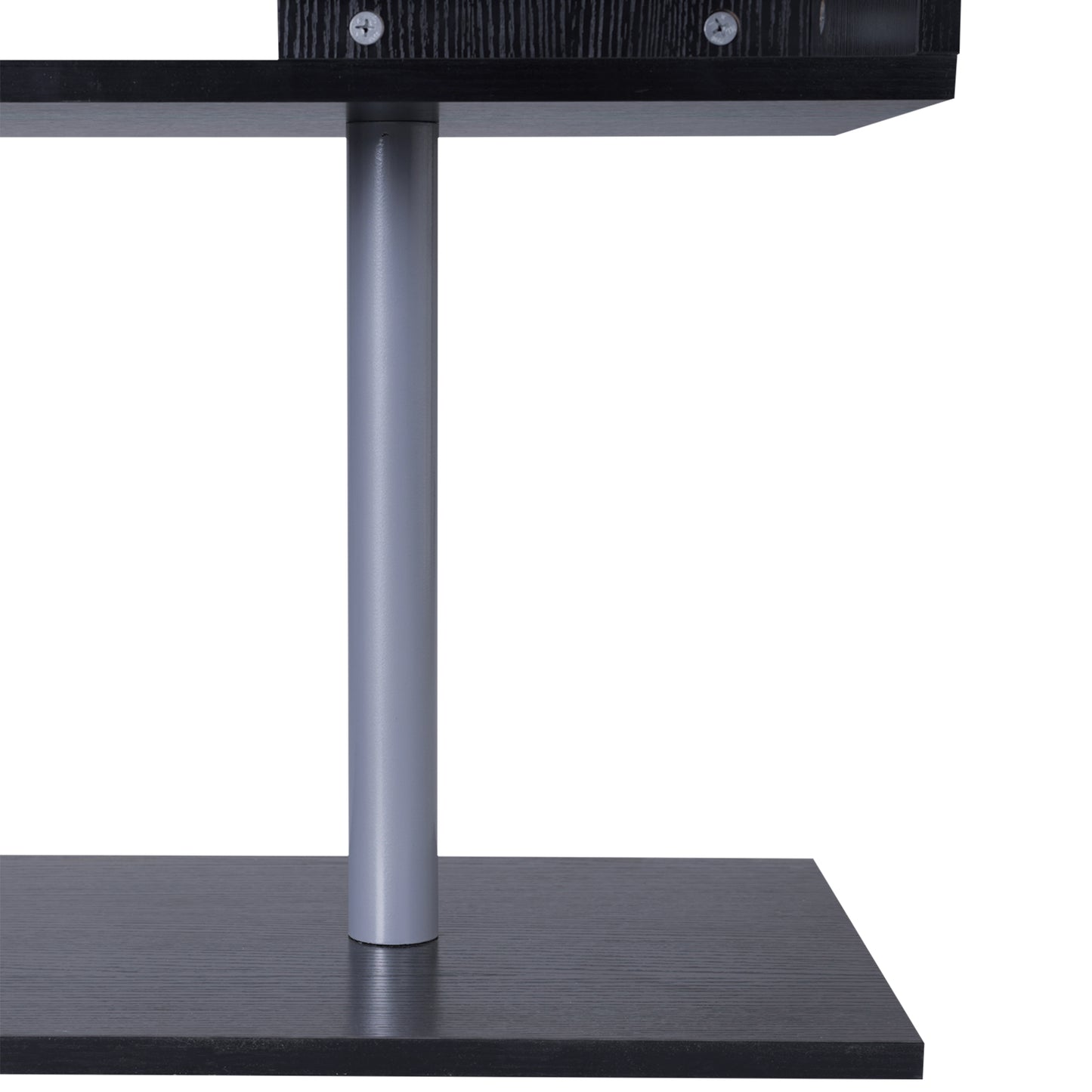 55" Corner Computer Desk, 360° Rotating L-Shaped Desk, Home Office Workstation with 3-Tier Shelves, Black