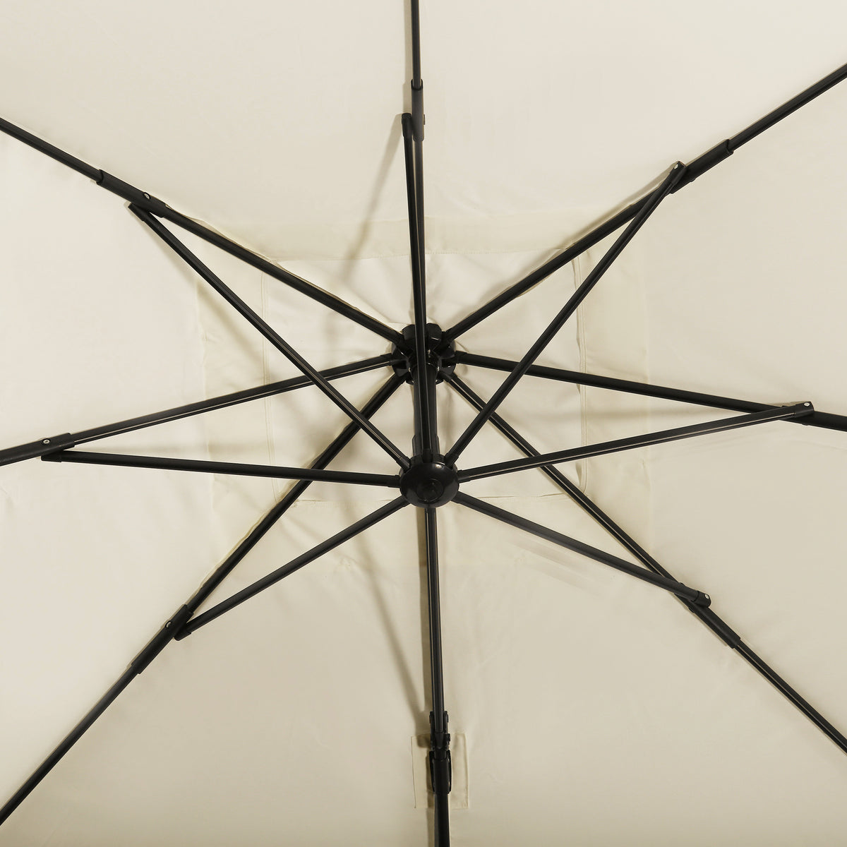8' x 8' Cream White Offset Cantilever Umbrella with Cross Base