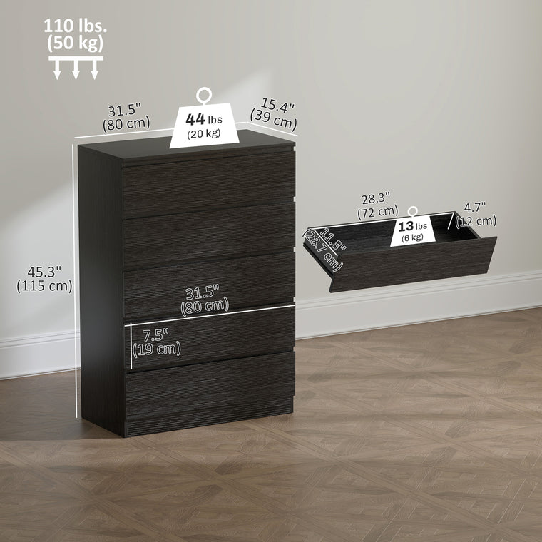 5-Drawer Dresser Chest of Drawers - Black
