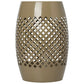 12.4" Steel Patio End Table, Round Hollow Drum Side Table, Accent Table for Indoor and Outdoor, Khaki