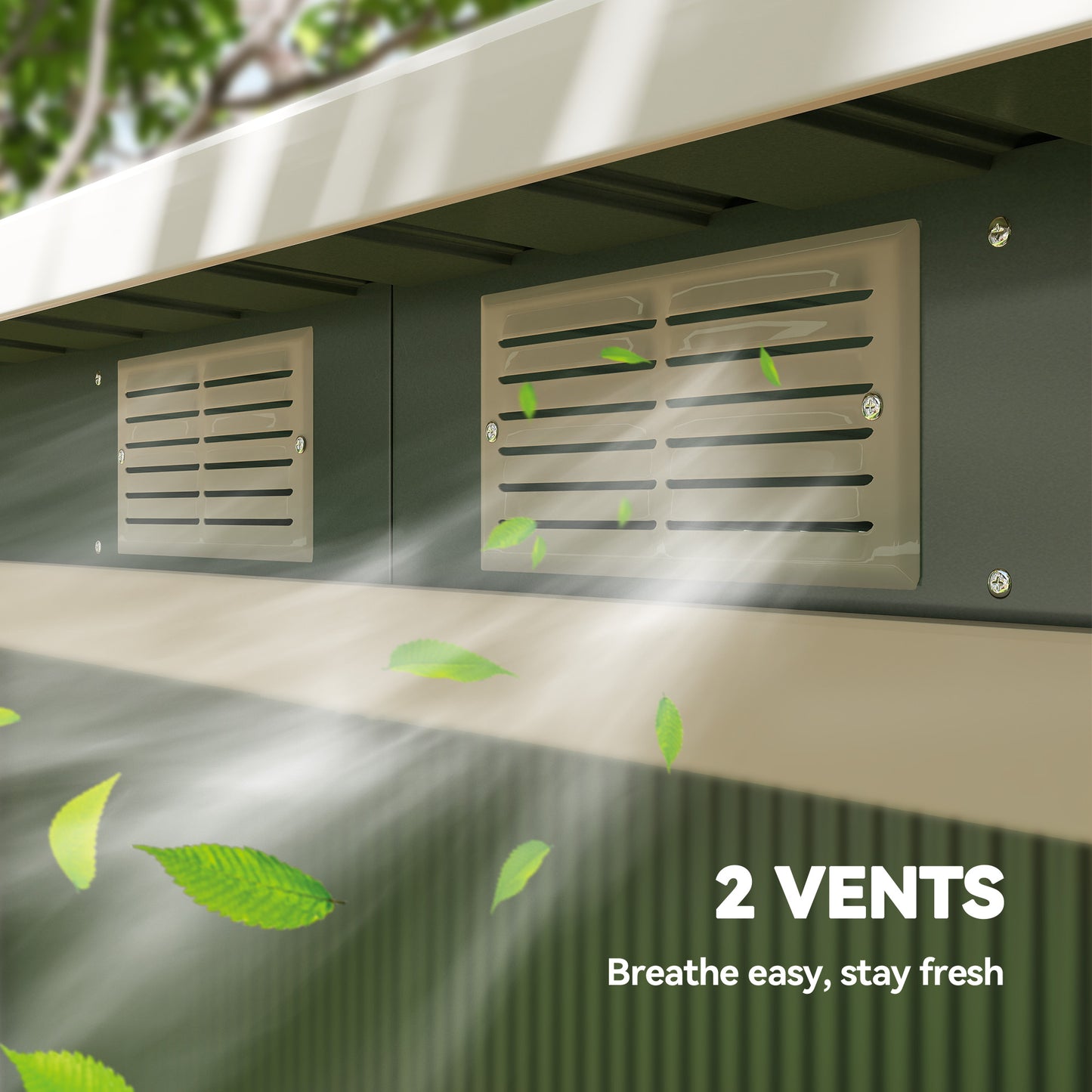 9' x 4' Garden Metal Storage Shed Outdoor Equipment Tool Box with Foundation Kit, Ventilation & Doors, Light Green