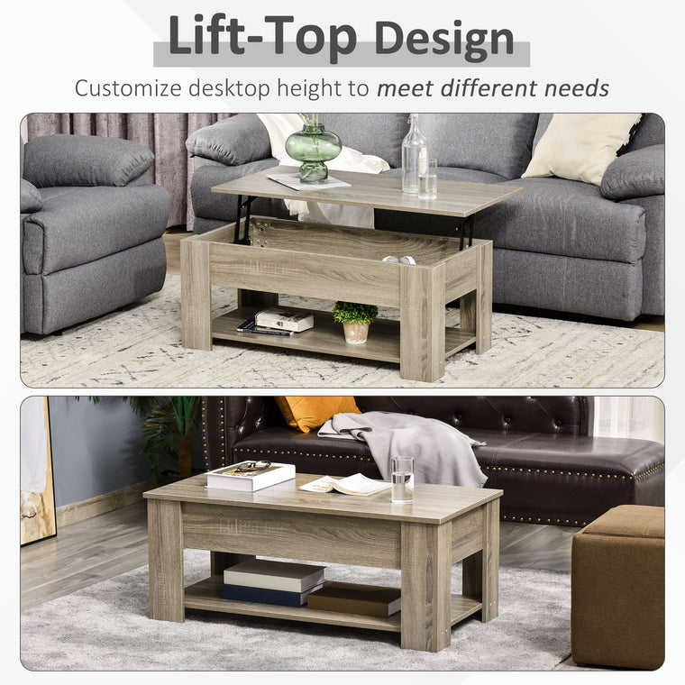 Lift Top Coffee Table with Hidden Storage - Grey