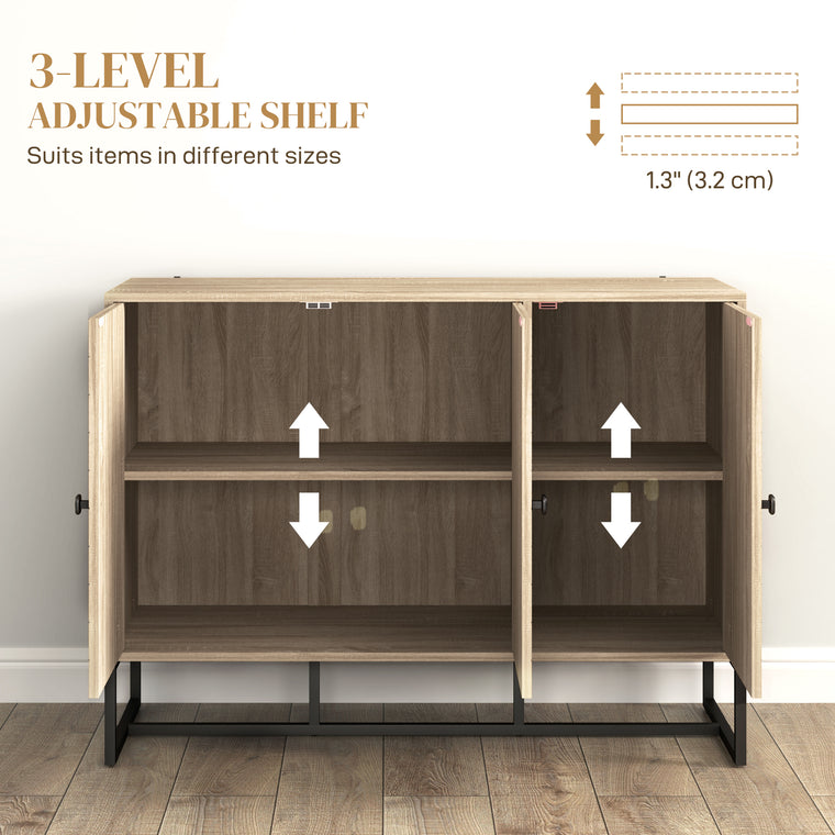 Sideboard Buffet Cabinet with 3 Chevron Doors - Oak