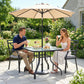Tempered Glass Square Patio Dining Table w/ 2.1" Umbrella Hole for Garden, Balcony, Backyard, 38" x 38" x 28"