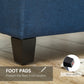 Rectangular Entry Bench, Tufted Upholstered Linen Fabric Wood Feet Storage Ottoman Bench, Blue
