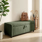 Storage Ottoman, Upholstered Corduroy End of Bed Bench with Thick Padding, Storage Bench for Bedroom, Dark Green