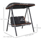 2-Seater Outdoor Porch Swing with Adjustable Canopy, Patio Swing Chair for Garden, Poolside, Backyard, Dark Blue