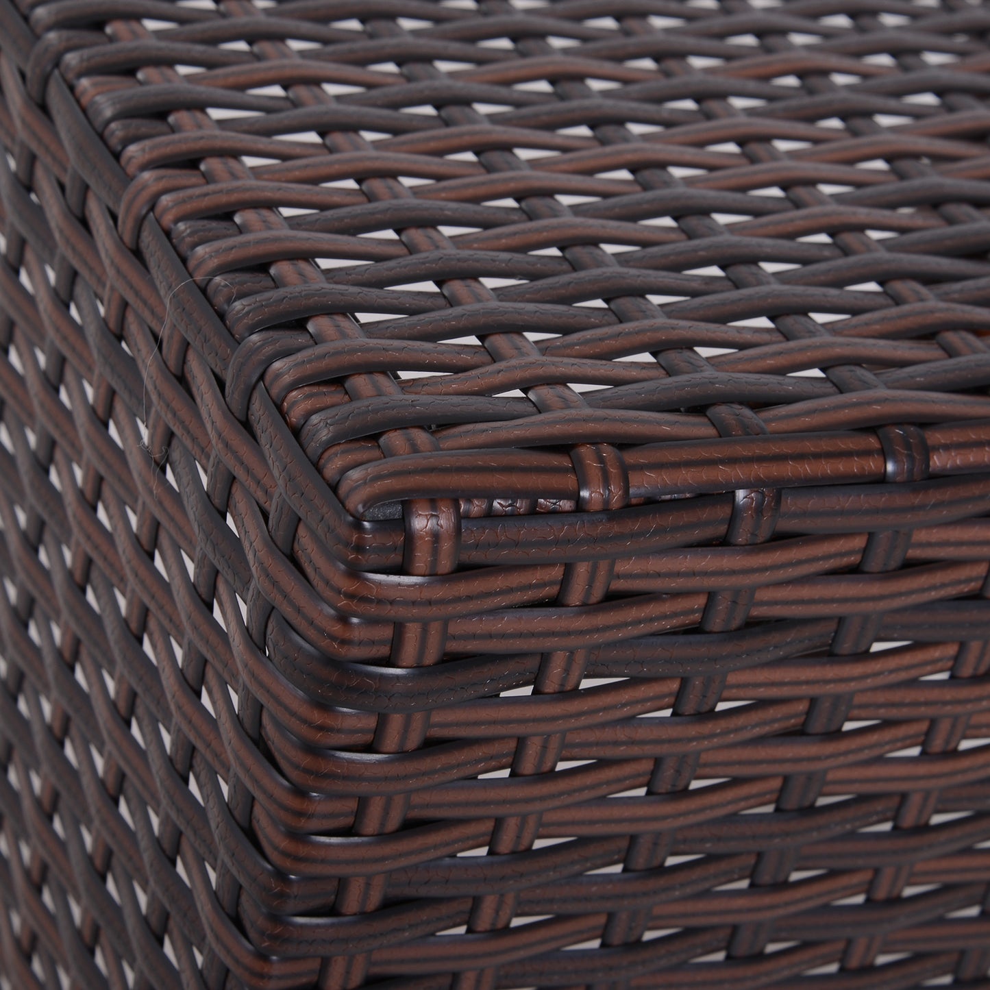 Set of 3 Wicker Nesting Tables Patio Rattan Snack End Side Tables Hand Woven All Weather Garden Outdoor Home Furniture Brown