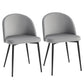 Set of 2 Mid-Back Dining Chairs, Velvet-touch Upholstered Kitchen Chairs for Living Room and Dining Room, Grey