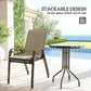 3 Pieces Bistro Set, Small Patio Furniture Set with Stackable Mesh Chairs, Glass Table for Garden, Light Mixed Brown