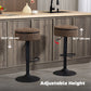 Set of 2 Barstools with Storage, Swivel Bar Stools with PU Leather Upholstered, Footrest, Steel Base, Brown