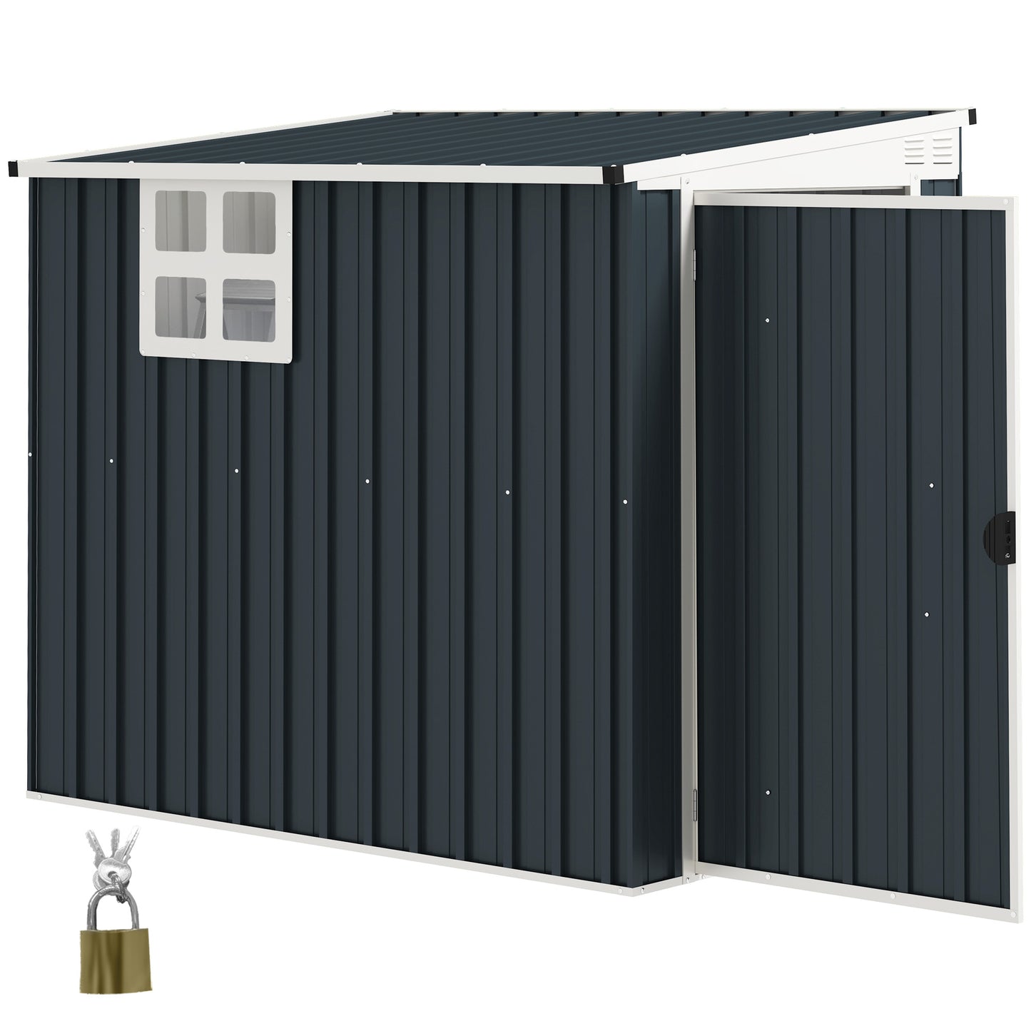 Outdoor Storage Shed, Metal Garden Shed with Window, 2 Vents and Lockable Door for Backyard, Garden, Patio