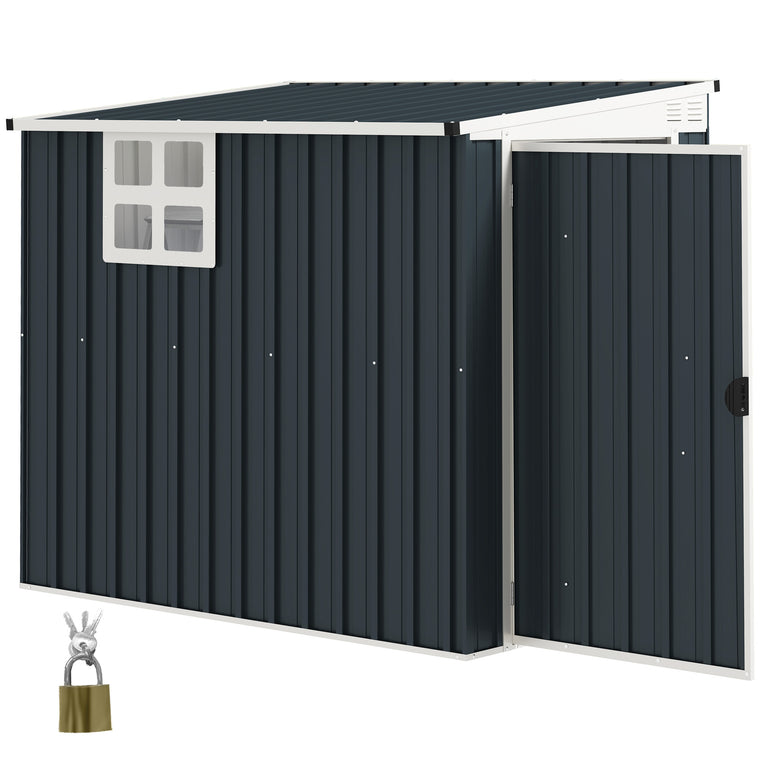 Metal Garden Shed with Window, 2 Vents & Lockable Door