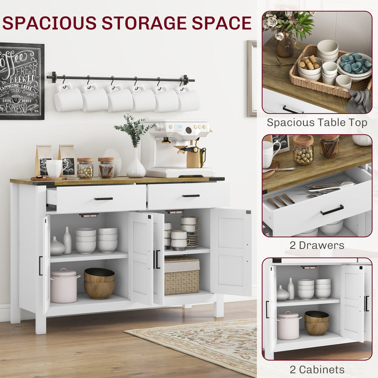 Farmhouse Sideboard Buffet Cabinet with Drawers - White