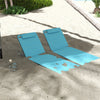 2 Pieces Beach Lounge Chair, Outdoor Folding Chaise Lounge Set w/ Pillow for Sunbath, Snap, Blue