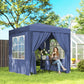 6.6'x6.6' Pop Up Canopy Tent with Sidewalls, Instant Sun Shelter Camping Gazebo with Carry Bag, Blue