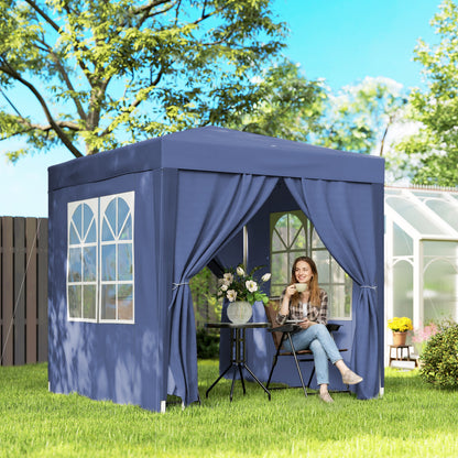 6.6' x 6.6' Blue Pop-Up Gazebo with Sidewalls & Carry Bag