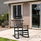 Wooden Outdoor Rocking Chair, Patio Rocking Chair with Slatted High Back and Armrests for Porch, Garden, Lawn, White