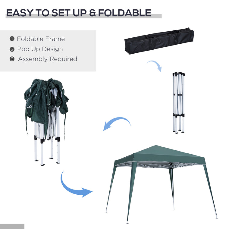 8' x 8' Green Foldable Pop-Up Canopy Tent with Carrying Bag