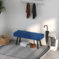 39 Inches Upholstered Bedroom Bench, Modern End of Bed Bench with Steel Legs, Dark Blue
