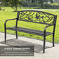 50" Garden Bench Outdoor Loveseat with Vintage Bird Pattern Cast Metal