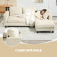 L Shaped Couch, L Shape Sofa with Chaise Lounge and Spring Cushion for Living Room, Bedroom, Beige