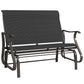 Garden Double Gliding Chair, Patio Glider Armchair for Outdoor, Backyard Mesh Seat and Backrest, Steel Frame Black