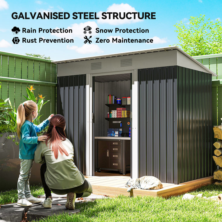7' x 4' Garden Shed with Lockable Sliding Doors and Vents