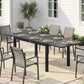 Expandable Outdoor Dining Table, 55"-95" Patio Table with Tempered Glass Top and Aluminum Frame, Black