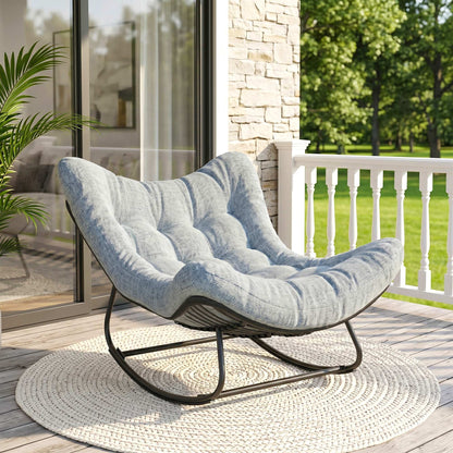 Oversized Rattan Egg Chair with Padded Cushion