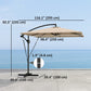 Khaki Offset Umbrella UPF50+ with Wind Securing Cover