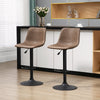 Adjustable Counter Height Bar Stools Set of 2, 360° Swivel Kitchen Counter Stools Dining Chairs with Backs, Vintage Leather, Brown