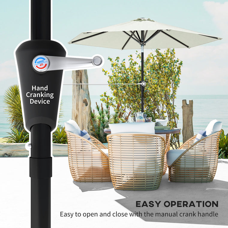 Cream White Patio Sun Umbrella with 6 Ribs