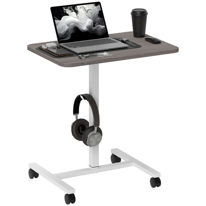 Height Adjustable Standing Desk with Wheels - Grey Wood Grain