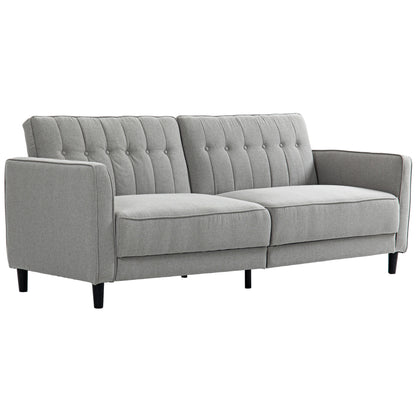 Convertible Tufted Sofa Bed with Adjustable Back - Grey