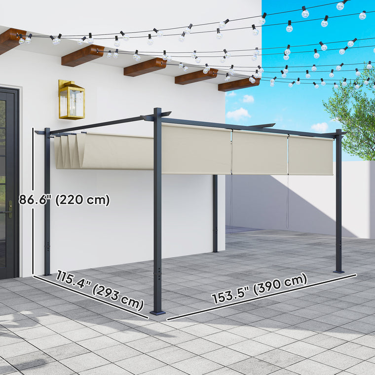 10' x 12' UPF30+ Retractable Pergola with Roller Shade