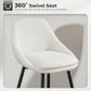 26" Counter Height Barstools Set of 2, Upholstered Swivel Bar Stools with Backrests and Armrests, Cream White