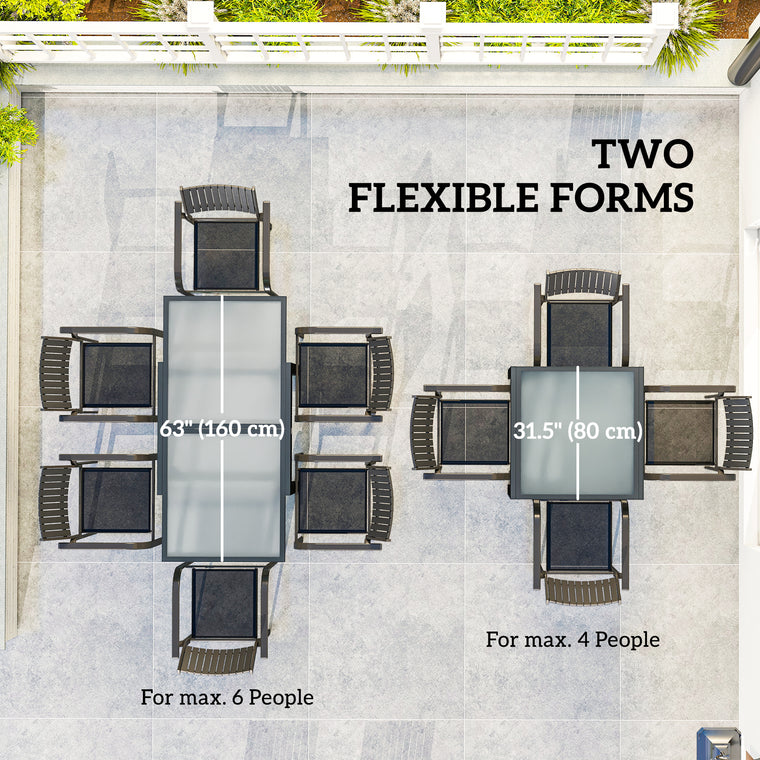 Extendable Tempered Glass Outdoor Dining Table