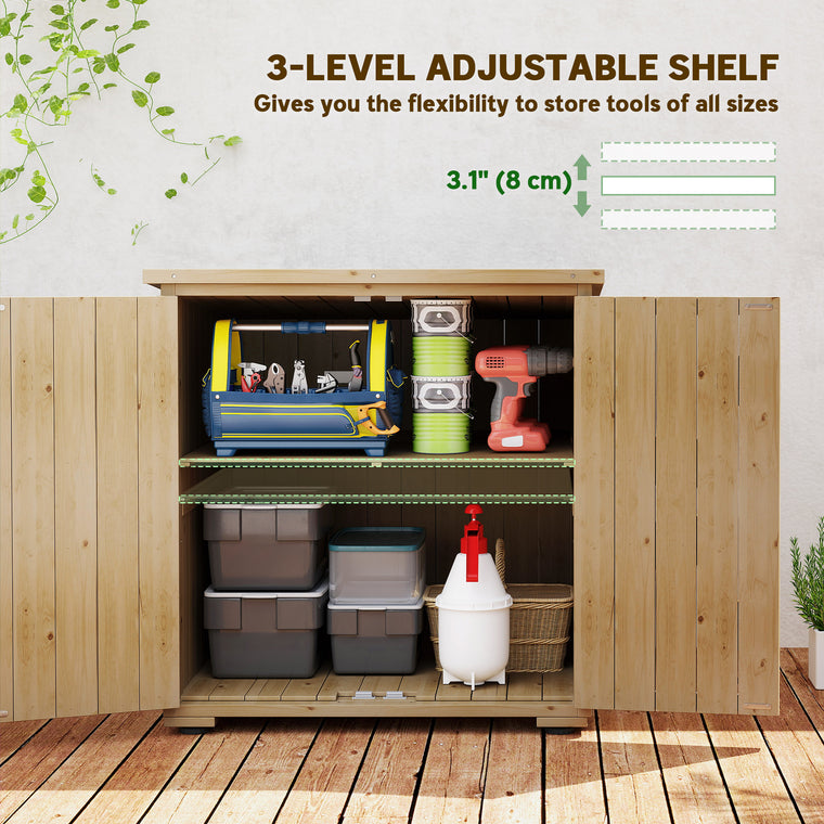 Wood Potting Shed Cabinet with Shelf and Double Doors