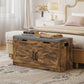 Shoe Storage Bench, Entryway Bench with 2-Tier Cabinet, Flip-Top Storage, Padded Cushion for Hallway, Rustic Brown