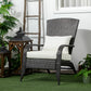 Patio Wicker Adirondack Chair, Outdoor Rattan Muskoka Chair with Cushions for Patio, Garden, Backyard Dark Blue - Cream White