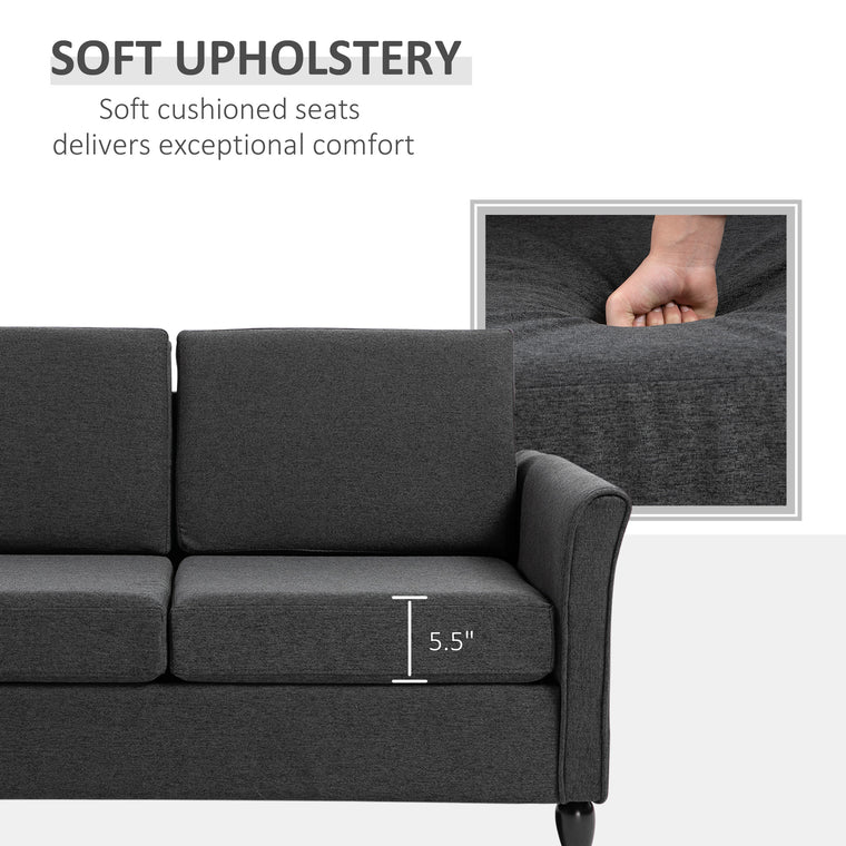 2-Seat Sofa with Wood Legs - Dark Grey