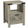 Farmhouse End Table with Drawer and Shelf - Grey