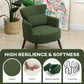 Modern Accent Chair, Upholstered Armchair with Solid Wood Legs and Lumbar Pillow for Living Room, Green