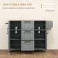 Rolling Kitchen Cart on Wheels with Drop Leaf, Kitchen Island with 3 Drawers, Solid Wood Top and Towel Rack, Grey