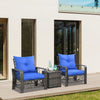 3-Piece Rattan Bistro Set with Storage Coffee Table - Red