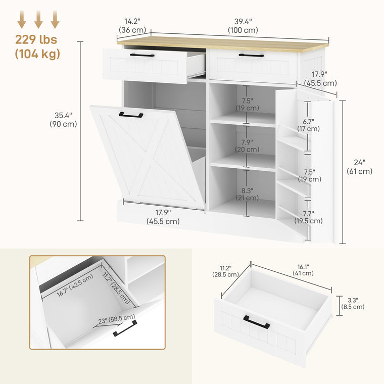 10-Gallon Tilt-Out Trash Cabinet with 2 Drawers