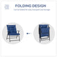 Foldable Lounge Chair, Fabric Upholstered Recliner, Outdoor Lounger with Armrest, Metal Frame for Backyard, Blue
