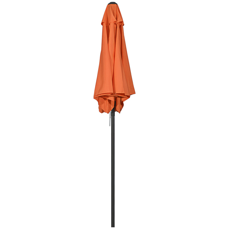 6.6FT Orange Patio Umbrella with 6 Solid Ribs